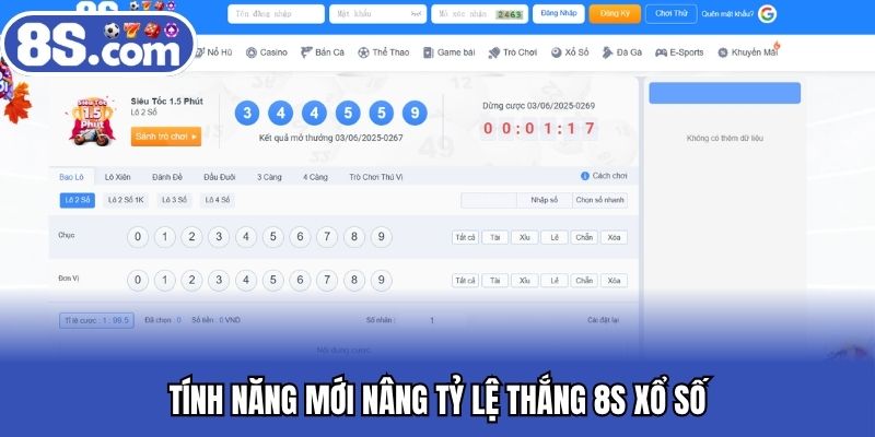 Tính năng mới nâng tỷ lệ thắng Bet8S xổ số